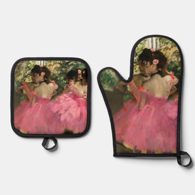 Edgar Degas - Tänzer in Rosa Ofenhandschuh & Topflappen-Set (Vorderseite)