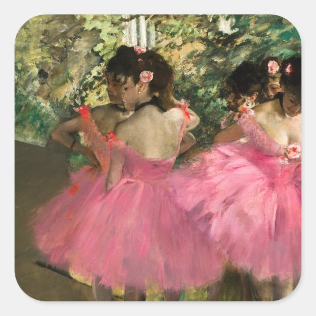 Edgar Degas - Tänzer in Rosa Quadratischer Aufkleber (Vorderseite)