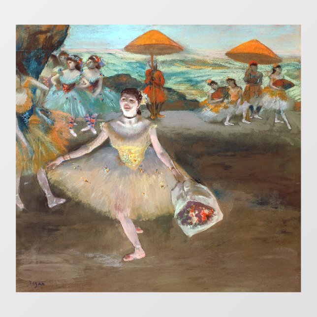 Edgar Degas - Tänzer mit Bouquet, Bowing auf Bühne Fensteraufkleber (Blatt)