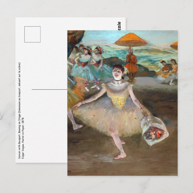 Edgar Degas - Tänzer mit Bouquet, Bowing auf Bühne Postkarte (Vorne/Hinten)