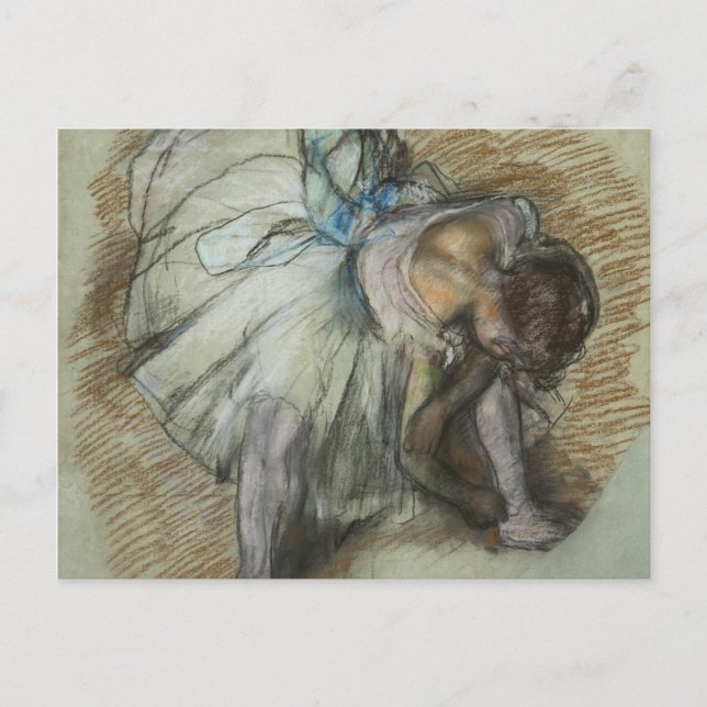 Edgar Degas - Tänzer passen ihren Schuh an Postkarte (Vorderseite)