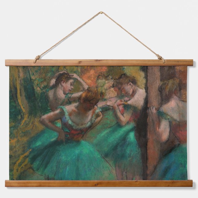 Edgar Degas - Tänzer, Rosa und Grün Wandteppich Mit Holzrahmen (Vorne)