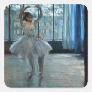 Edgar Degas Tänzer vor einem Fenster Quadratischer Aufkleber