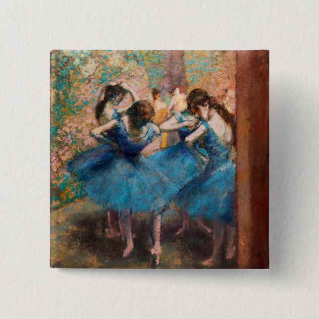 Edgar Degas - Tänzerinnen in Blau Button (Vorderseite)