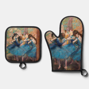 Edgar Degas - Tänzerinnen in blau Ofenhandschuh & Topflappen-Set