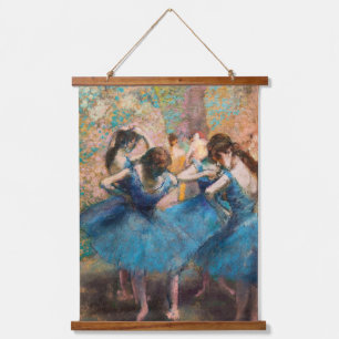 Edgar Degas - Tänzerinnen in blau Wandteppich Mit Holzrahmen