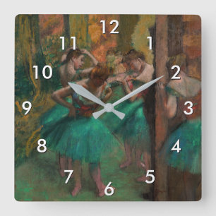Edgar Degas - Tänzerinnen, Rosa und Grün Quadratische Wanduhr