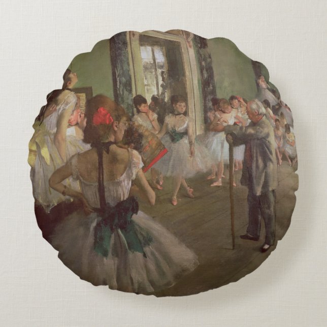 Edgar Degas| Tanzklasse, c.1873-76 Rundes Kissen (Vorderseite)