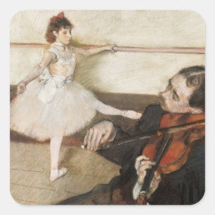 Edgar Degas Tanzstunde. Vintage-Impressionismus Quadratischer Aufkleber