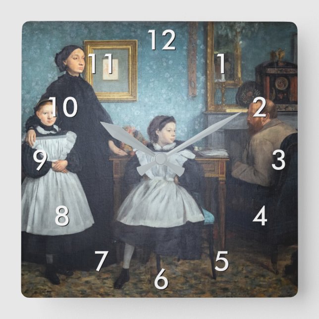 Edgar Degas - The Bellelli Family Quadratische Wanduhr (Vorderseite)