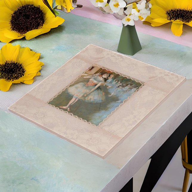 Edgar Degas The Star Dancer mit Lace Trim Fliese (Von Creator hochgeladen)