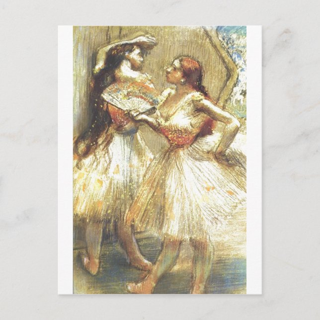 Edgar Degas Two Dancer Women Fan Dress Bow Tutu Postkarte (Vorderseite)