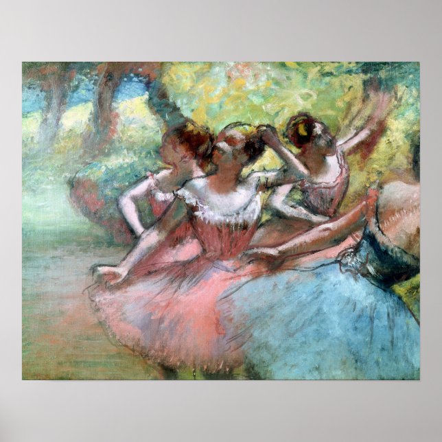 Edgar Degas | Vier Ballerinas auf der Bühne Poster (Vorne)