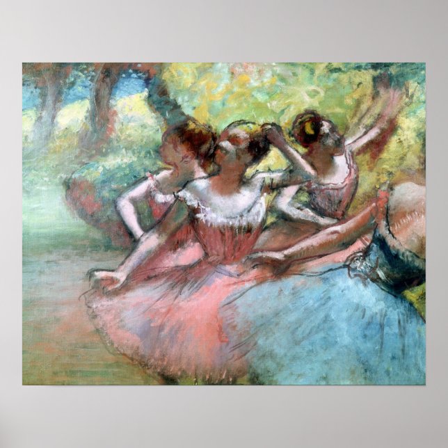 Edgar Degas | Vier Ballerinas auf der Bühne Poster (Vorne)