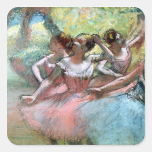Edgar Degas   Vier Ballerinas auf der Bühne Quadratischer Aufkleber