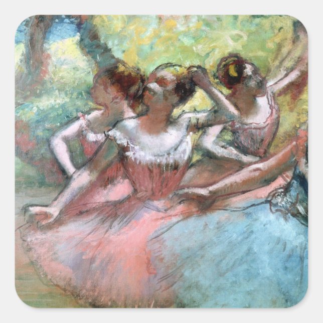 Edgar Degas | Vier Ballerinas auf der Bühne Quadratischer Aufkleber (Vorderseite)