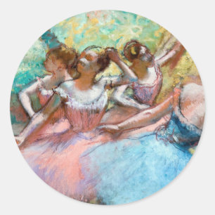 Edgar Degas - Vier Balletttänzerinnen auf der Bühn Runder Aufkleber