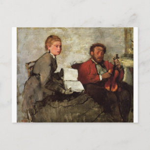 Edgar Degas - Voilinist & woman w/ Musikbuch 1879 Postkarte