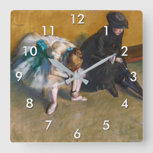 Edgar Degas - Warten Quadratische Wanduhr