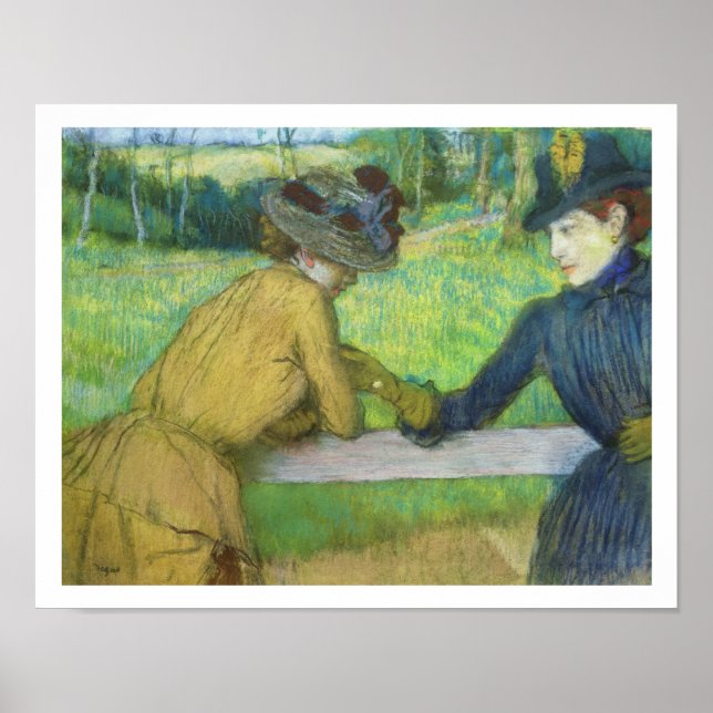Edgar Degas | Zwei Frauen lehnen sich an einem Tor Poster (Vorne)