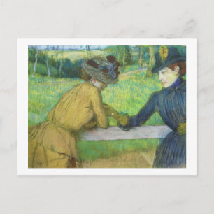 Edgar Degas Zwei Frauen lehnen sich an einem Tor Postkarte