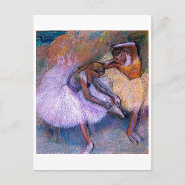 Edgar Degas - Zwei Tänzer 1898 Ballet Pastel Tanz Postkarte (Vorderseite)