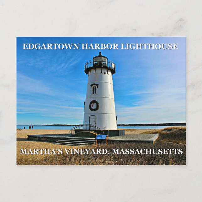 Edgartown Harbour Lighthous, Massachusetts Postcar Postkarte (Vorderseite)