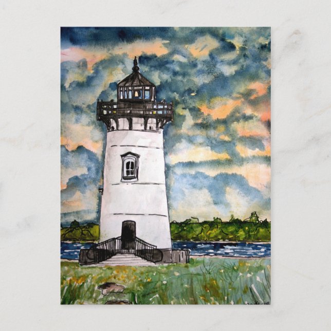 Edgartown Lighthouse Marthas Vineyard Postcard Postkarte (Vorderseite)