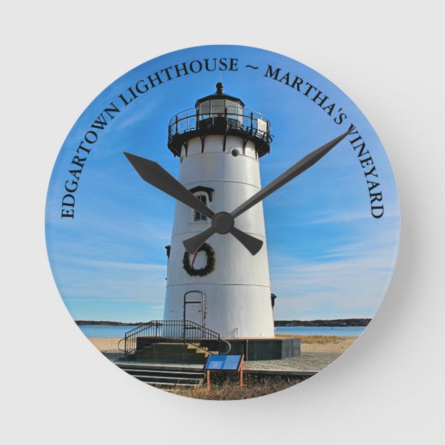 Edgartown Lighthouse, Massachusetts Round Clock Runde Wanduhr (Vorderseite)