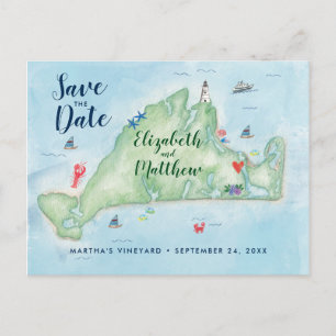 Edgartown Marthas Vineyard Karte Save the Date