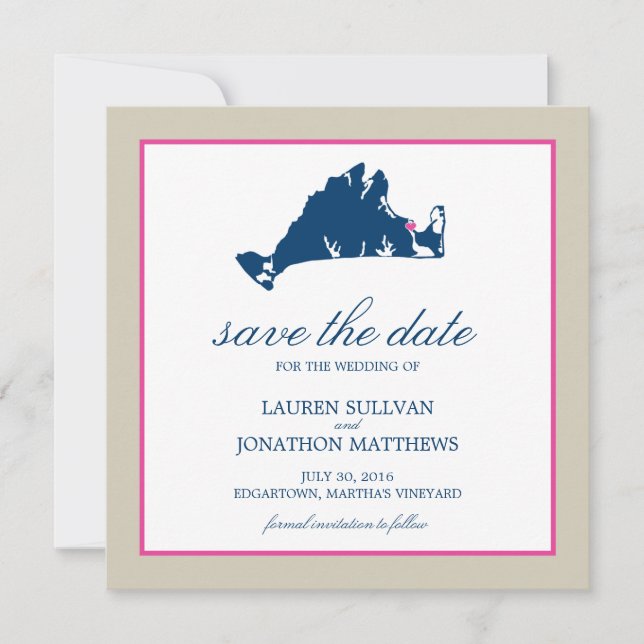 Edgartown Martha's Weingarten Hochzeit retten das  Save The Date (Vorderseite)