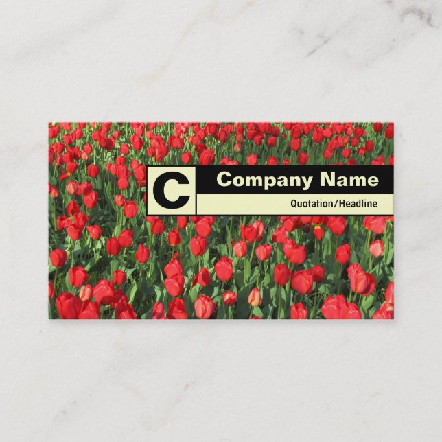 Edge Label Monogram - Bed of Red Tulips 02 Visitenkarte (Vorderseite)
