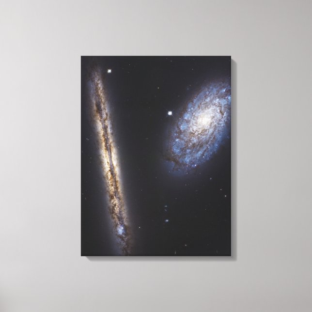 Edge-On Galaxy Ngc 4302 & Tilted Galaxy Ngc 4298 Leinwanddruck (Vorderseite)