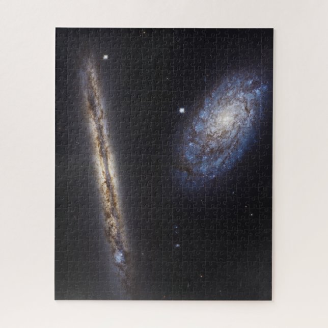 Edge-On Galaxy Ngc 4302 & Tilted Galaxy Ngc 4298 Puzzle (Vertikal)
