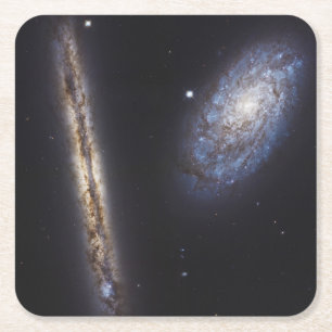 Edge-On Galaxy Ngc 4302 & Tilted Galaxy Ngc 4298 Rechteckiger Pappuntersetzer