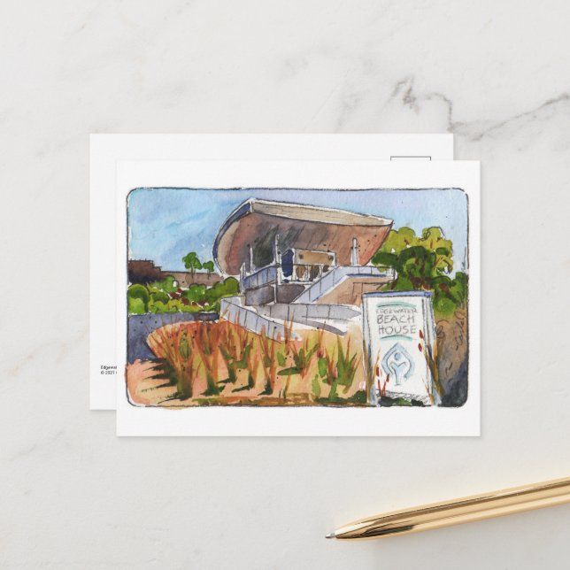Edgewater Beach House Postcard Postkarte (Vorderseite/Rückseite Beispiel)