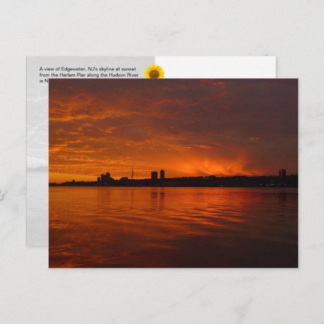 Edgewater, NJ Skyline - H postcard Postkarte (Vorne/Hinten)