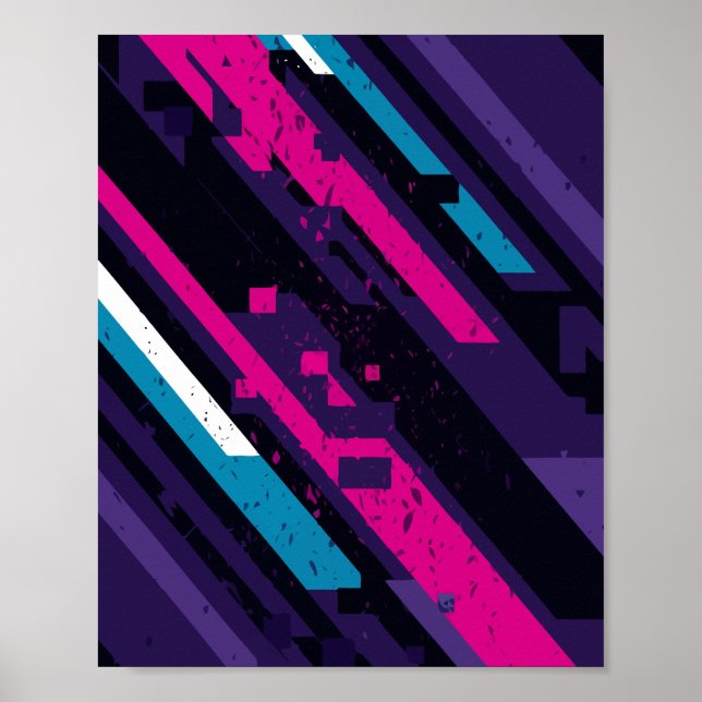 Edgy Abstrakt Diagonal Geometric Design Poster (Vorne)