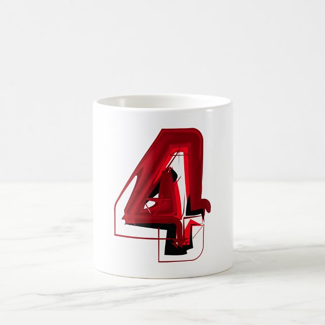 Edgy Abstrakt Red and Black Number 4 Kaffeetasse (Von Creator hochgeladen)