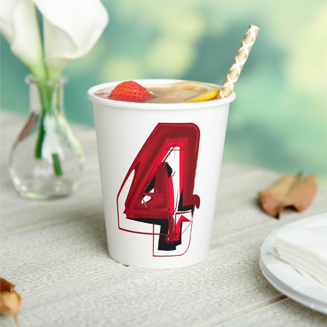Edgy Abstrakt Red and Black Number 4 Pappbecher (Von Creator hochgeladen)