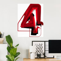 Edgy Abstrakt Red and Black Number 4