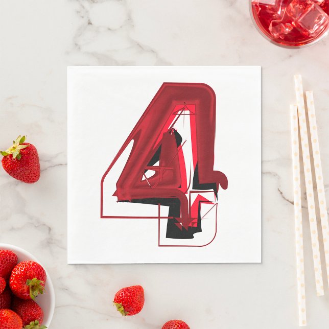 Edgy Abstrakt Red and Black Number 4 Serviette (Von Creator hochgeladen)