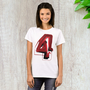 Edgy Abstrakt Red and Black Number 4 T-Shirt
