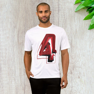 Edgy Abstrakt Red and Black Number 4 T-Shirt