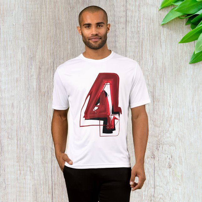 Edgy Abstrakt Red and Black Number 4 T-Shirt (Von Creator hochgeladen)