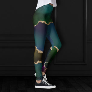 Edgy Agate   Dark Moody Jewel Tone Aquamarin Leggings