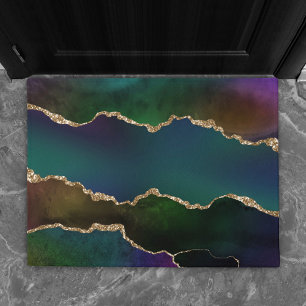 Edgy Agate   Dark Moody Jewel Tone Mystic Aquamari Fußmatte