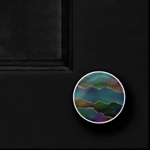 Edgy Agate Dark Moody Jewel Tone Mystic Aquamari Keramikknauf