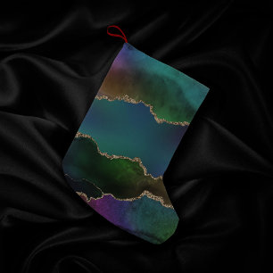 Edgy Agate Dark Moody Jewel Tone Mystic Aquamari Kleiner Weihnachtsstrumpf