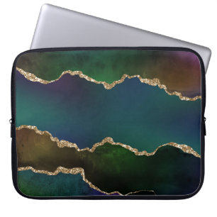 Edgy Agate   Dark Moody Jewel Tone Mystic Aquamari Laptopschutzhülle